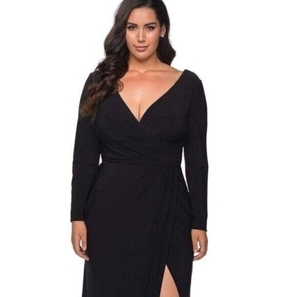 NWT La Femme - 29044 Plunging V-neck Jersey Sheath Dress SZ 12W $398